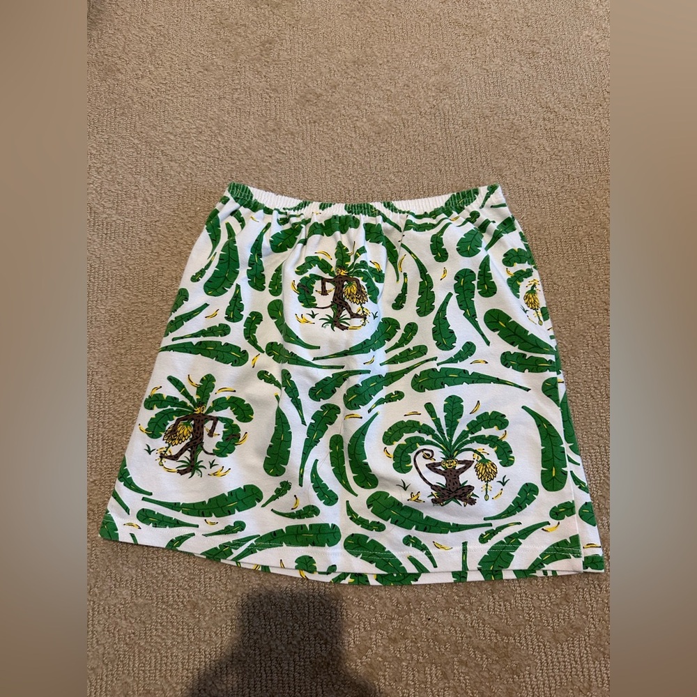 Govango Green and White Print Skirt